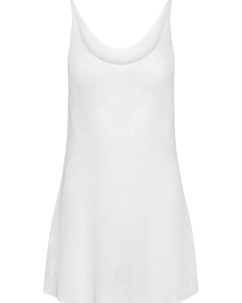 Front of a model wearing a size 1X Loose Knit Tank in White by Hilary MacMillan. | dia_product_style_image_id:358654